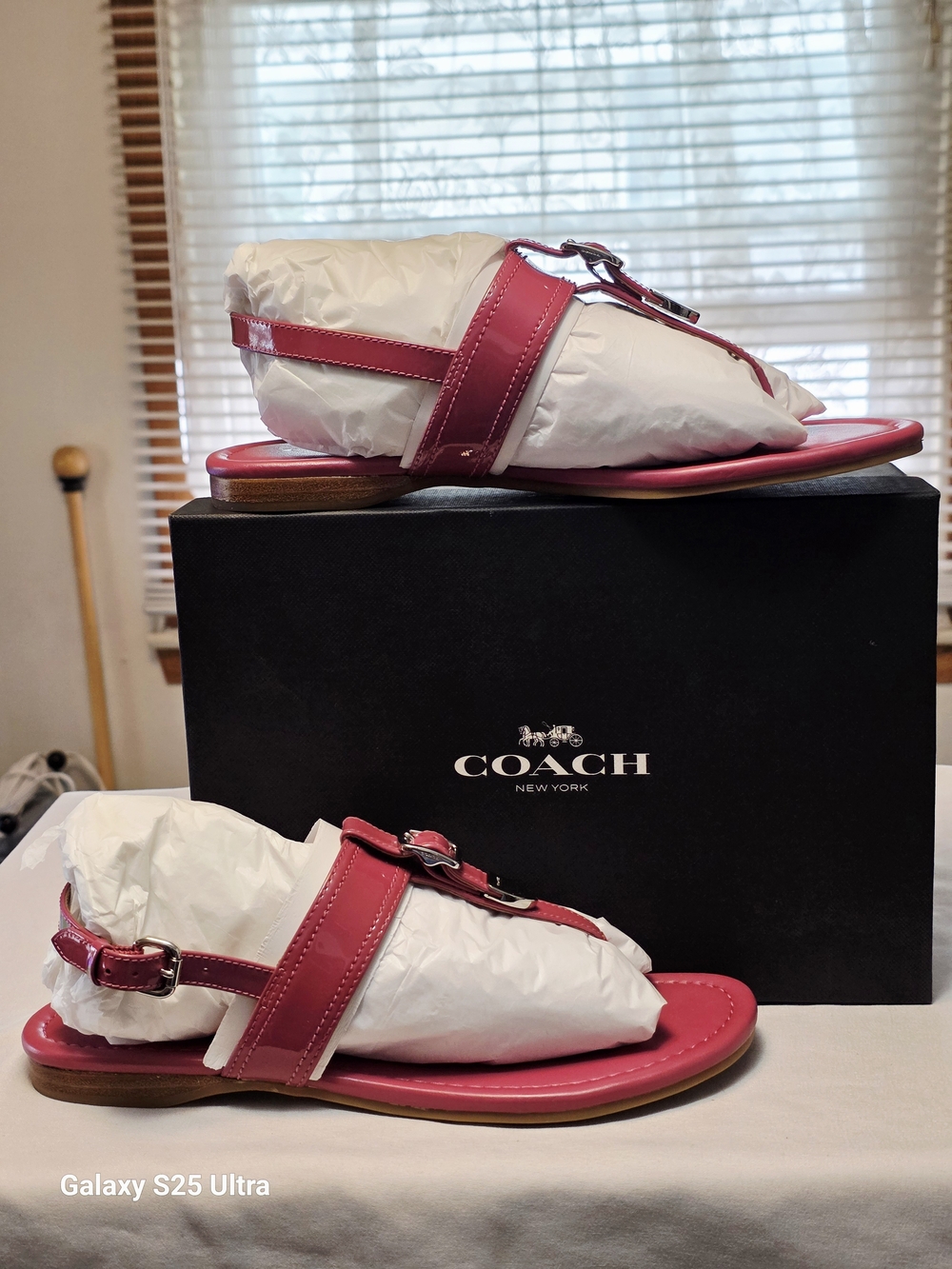 COACH Cassidy Patent Leather Sandals In Rouge Size 7.5M
